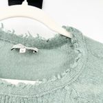 Lucky Brand Womens Rayne Frayed Semi Sheer Wool Blend Knit Sweater Size M Green Photo 7