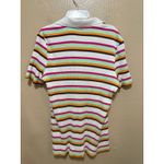 Cato Striped Polo Shirt Womens XL White Pink Green Ribbed Knit Short Sleeve Top Photo 2