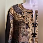 Chico's Gold & Black Mixed Media Embellishment Jacket Egyptian Pattern. Size XL Photo 2