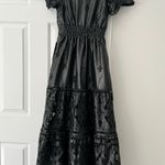 Anthropologie The Somerset Faux Leather Embroidered Cutwork Maxi Dress, Size XXS Photo 11