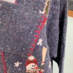 Vintage VJ Woman Angora Christmas Holiday Snowman V Neck Sweater Cardigan 1X Photo 6
