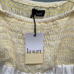Anthropologie Kourt Drew Smocked Midi Dress in White Yellow Large Photo 8