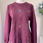 Alfred Dunner Vintage ‘90s  Cottagecore Floral Embroidered Burgundy Sweatshirt Photo 0