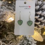 Handmade Poured Paint Square Earrings Swirl Stainless Steel Elderly Artisan Green Photo 4