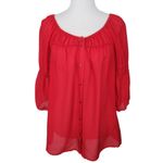 Anthropologie VANESSA VIRGINIA Silvi Red Silk Sheer Peasant Blouse Womens Size S Photo 1