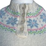 Vintage The Eagle’s Eye Fair Isle Shetland Wool Henley Sweater Pastel Pink Cozy White Size M Photo 1