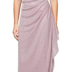 Alex Evenings Mauve Sparkle Ruched Off Shoulder Gown Formal Evening Dress 16 Photo 0