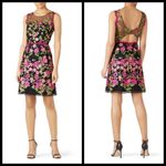 💕MARCHESA NOTTE💕 Sleeveless Embroidered Cocktail Dress ~ Black Floral Print 8 Photo 5