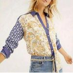 We The Free Moroccan Midnight Buttondown Top Navy Combo sz S NWT $128R Photo 0