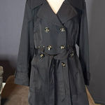 Jones New York Women’s  Sport Classic Black Trench Coat Jacket Belted Size XL Photo 0