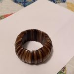 Heavy Cuff Beaded Statement Stretchy Costume Bracelet Brown Wood? Wood Like? Photo 6