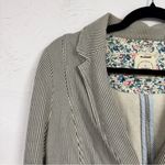 Anthropologie Allihop Grey White Striped Fitted Blazer Jacket Womens M Preppy Photo 4