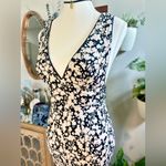 Free People  Black and White Sheath Dress Plunge Neckline Sleeveless Photo 1