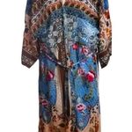 Boutique Kimono Tropical Chrysanthemum & Plumeria Kimono ONE SIZE FITS MOST NEW Blue Photo 0