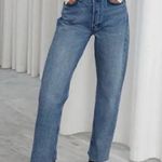 & Other Stories & Other Stories High Rise Straight Leg Raw Hem Cropped Jeans Medium Wash Size 24 Photo 1