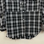 NATIVE DAUGHTERS Black Plaid Oversized Frayed Shirt Jacket Shacket Size Small Photo 6