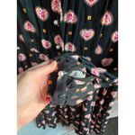 Joanie Pearl Button Collar Folk Heart Black Midi Dress 12 Femme Romantic Granny Size 8 Photo 6