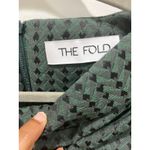 The Fold London Sheath Shift Green Tweed Pleated Neckline Dress Sz 12 Photo 3