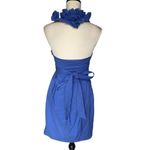 BCBGMAXAZRIA Women's Size 4 Blue Halter Ruffled Mini Length Dress Photo 1