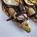 Etro Floral Velvet Pumps High Heels Shoes Buckles Lace Photo 9