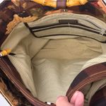 Cynthia Hart Los Angeles Floral Plaid Tote Bag Bamboo Handles Gold Brown Photo 11