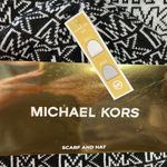 Michael Kors NWT Split Logo Scarf Beanie Bellyband Set Black White One Size Photo 4