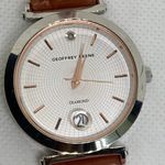 Geoffrey Beene Diamond women watch date 33mm round silver tone brown running Photo 2