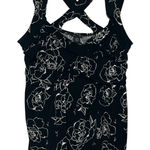 Torrid  1 Black White Rose Print Tank Top Criss Cross Straps Babydoll Photo 0