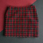 Boston Proper  Holiday Red Plaid Boucle Skirt Size 12 NEW NWOT Photo 0