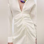 ZARA  White Long sleeve Plunge Neck Mini Dress - Size XS Photo 6