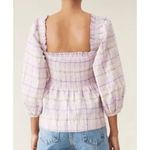 Ganni Smocked Seersucker Plaid Top Sz. 38 (M) Photo 1