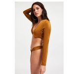 Good American NWT  Showoff Long Sleeve Underwire Bikini Top BRONZE BROWN Photo 4