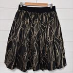 Milly New York Black And Metallic Gold Glitter Swirl Flare Skirt Size 12 Photo 2