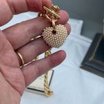 NWT Vera by New York bold chain and faux pearl heart choker Gold Photo 2