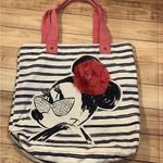 Disney parks Minnie Mouse beach tote bag blue striped sunglasses pink flower Photo 0