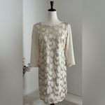 Skies Are Blue Gold and Cream Embellished Dress Photo 2