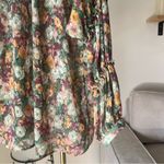 ZARA Vibrant Purple and Green Floral Blouse Photo 2