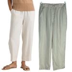 Quince 100% European Linen Drawstring Crop Pants Sand Beige Size XS Photo 1