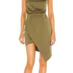 Elliatt  Camo Asymmetric Satin Cocktail Dress in Khaki Size Large Photo 14