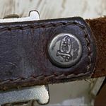 Justin Boots Justin Brown Leather Silver tone Flower Conch Western Belt Size 35 Photo 10