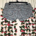 Iris Denim Floral Short Shorts Blue Flowers Casual Photo 1