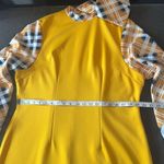 Women’s Yellow Midi Dress Mock Neck Plaid Long Sleeves and Bow Detail Size 2XL Photo 6
