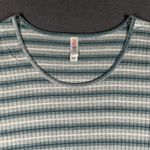 LuLaRoe  Shirt Womens Large Green White‎ Striped Short Sleeve Stretch Casual Top Photo 1