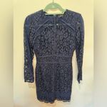 Adelyn Rae Navy Lace Illusion Long Sleeve Sheath Dress Sz S Photo 3