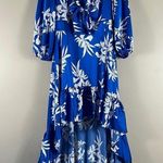 Alexis  for Target Blue Satin Floral High Low Dress Photo 0