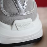 Valentino Garavani Valentino VLogo Metallic Silver Ivory Shearling & Leather High-Top Sneakers Photo 11