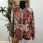 Chico's Chico’s Women Sz 1 Printed Bumper Jacket Size Full Zipper Front Boho High Neck Photo 0