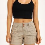 American Vintage vintage Y2K 2000s retro Tan & cream cargo shorts with pockets and button details Photo 0