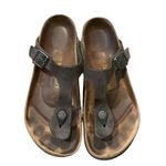 Birkenstock Gizeh Thong Sandals Women's EU 38 US 7/7.5 Black Oiled Leather Cork Photo 1