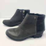 Sorel Danica Zipper Ankle Boot Womens 9 Gray Black Leather Moto Combat Grunge Photo 1